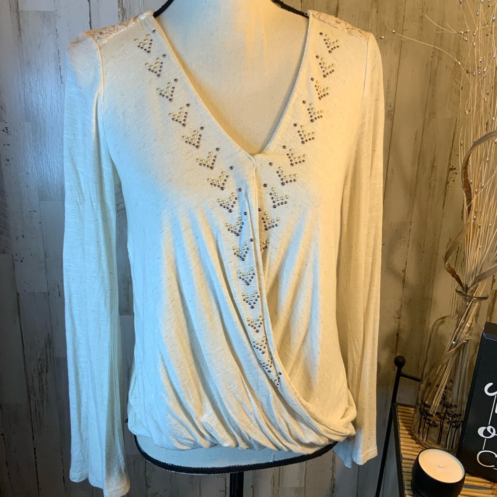 Stoosh cross cross blouse with lace back. Size small